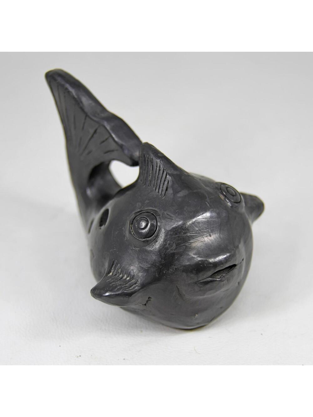 Barro Negro Fish Dolphin Figurine Oaxaca Mexican Folk Art Black Clay Vintage